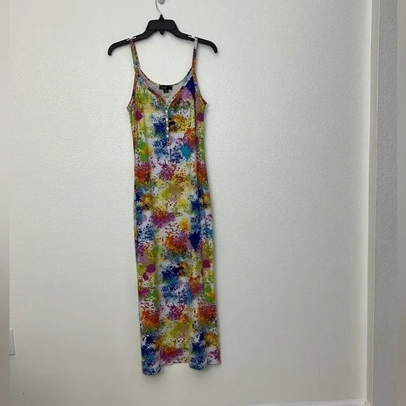 Paint Splash Boutique Maxi Stretch Dress SZ Large - Picture 1 of 11